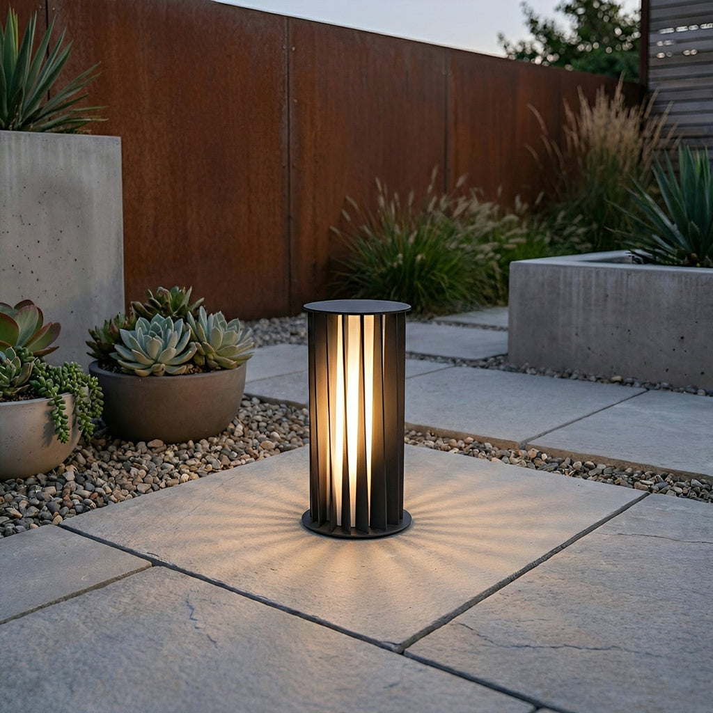 Cylindrical Twisted LED Waterproof Black Modern Pathway Light Floor Lamp