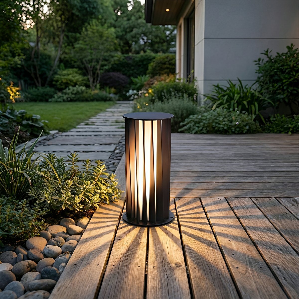 Cylindrical Twisted LED Waterproof Black Modern Pathway Light Floor Lamp