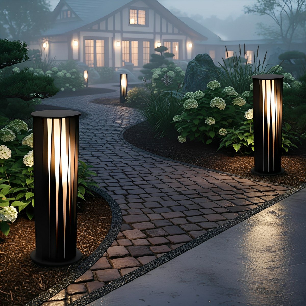 Cylindrical Twisted LED Waterproof Black Modern Pathway Light Floor Lamp