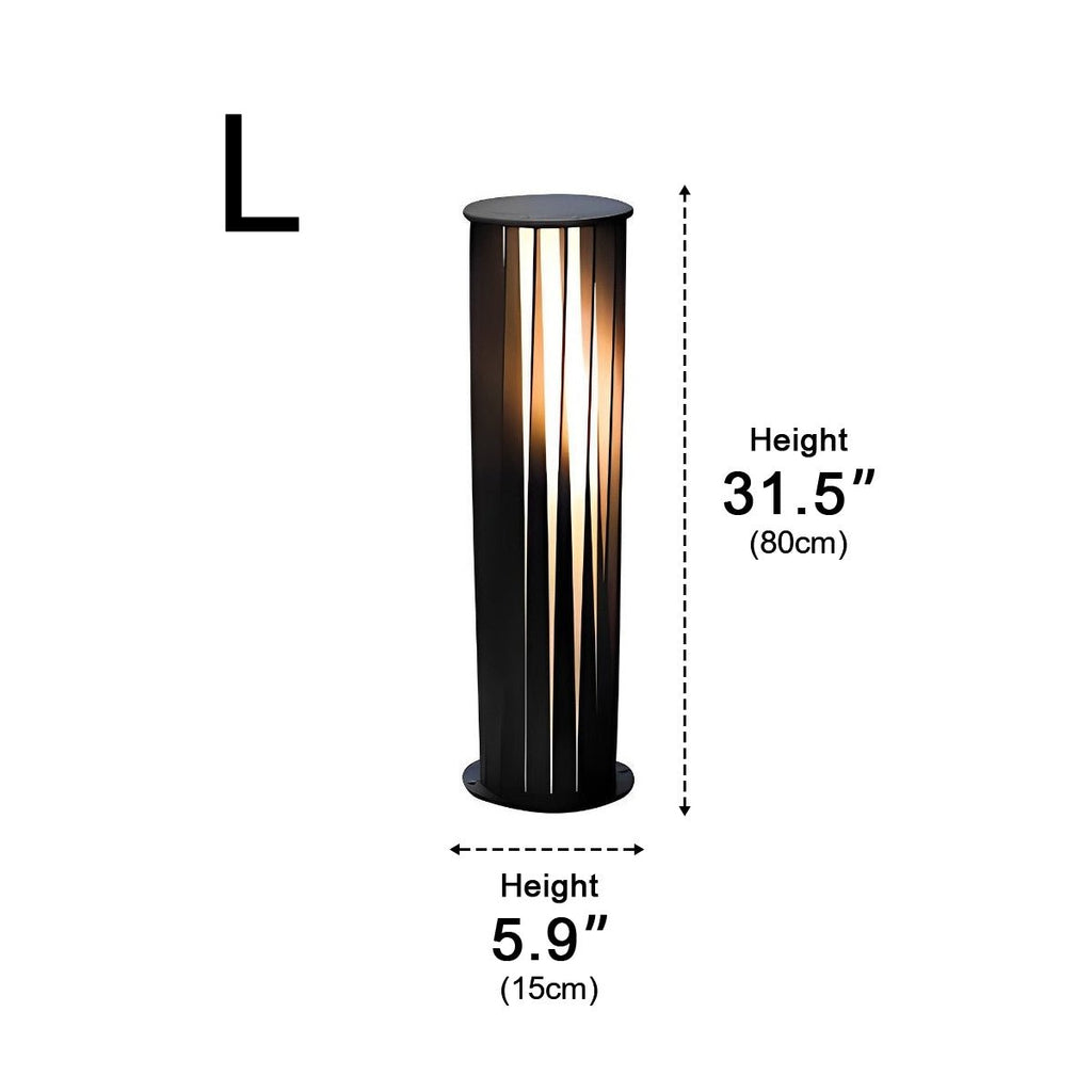 Cylindrical Twisted LED Waterproof Black Modern Pathway Light Floor Lamp