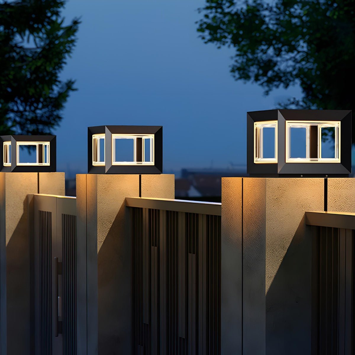 Square Modern Stainless Steel Waterproof LED Outdoor Post Lights