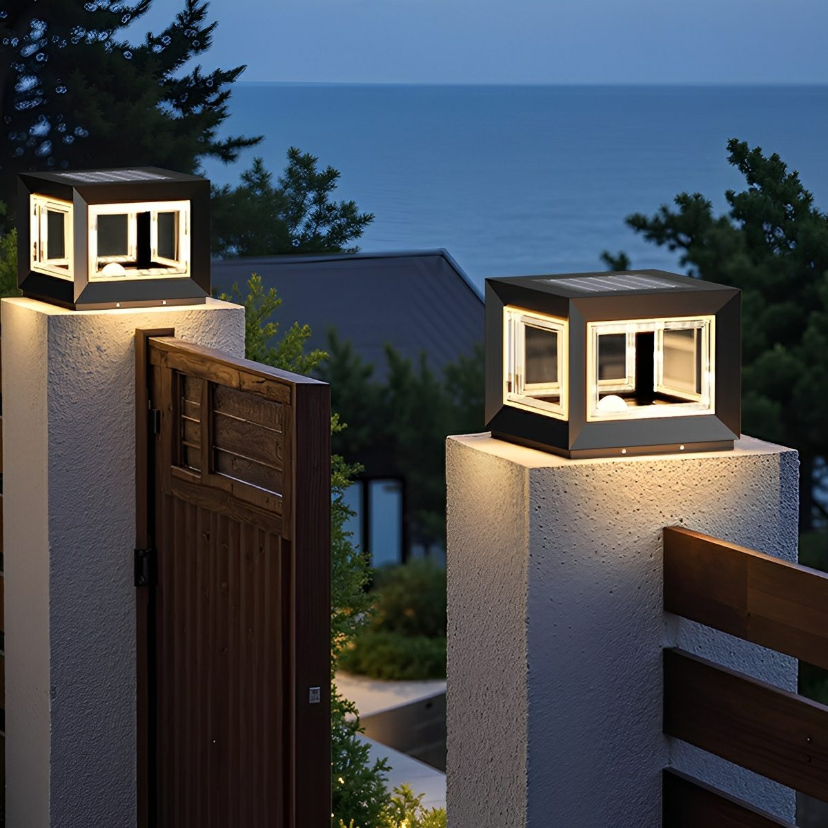 Square Modern Stainless Steel Waterproof LED Outdoor Post Lights
