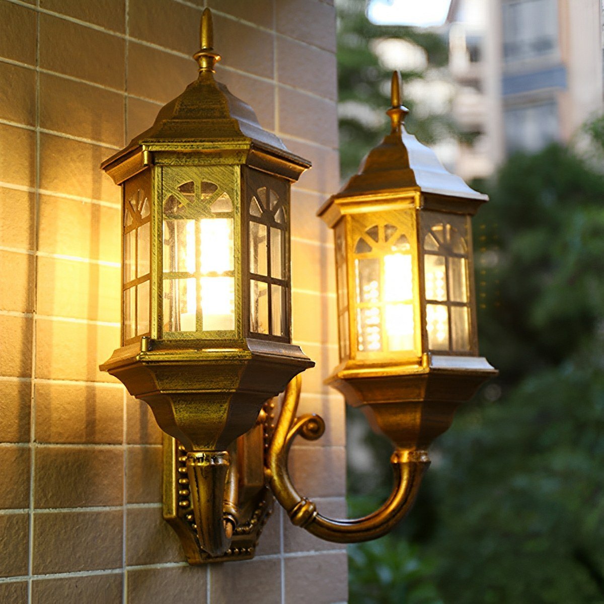 Vintage Rustic Castle Double Head  Waterproof Outdoor LED Porch Wall Lights