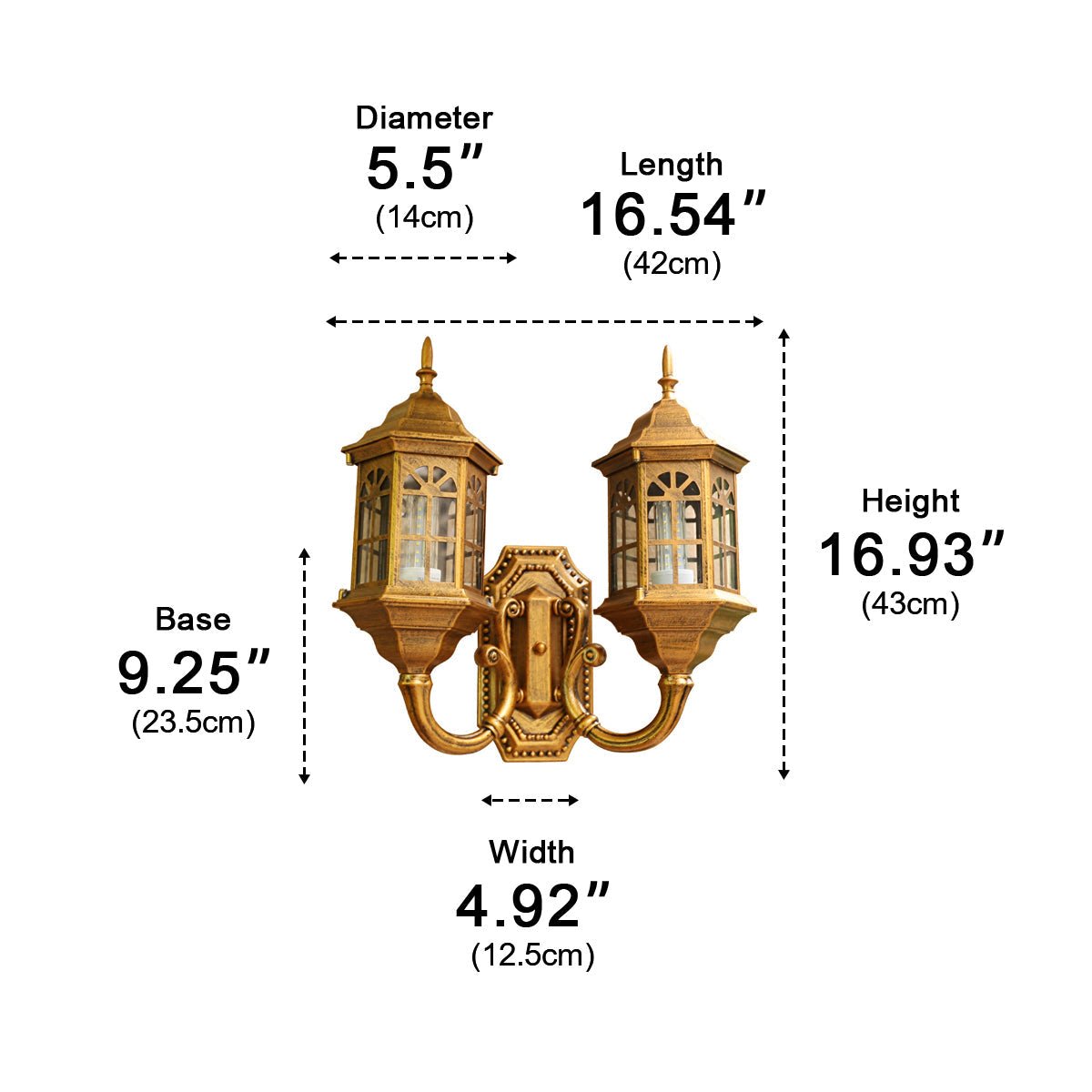 Vintage Rustic Castle Double Head  Waterproof Outdoor LED Porch Wall Lights